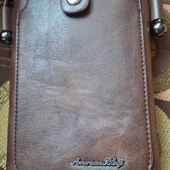 Brown Crossbody Bag with Embroidered Design - Picture 2 of 6